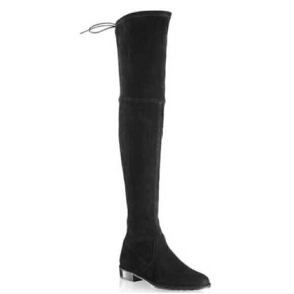Stuart Weitzman Black Lowland Suede Thigh High Boots - 5, 💯 AUTHENTIC! - Picture 1 of 10